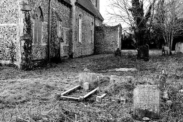 neglected churchyard